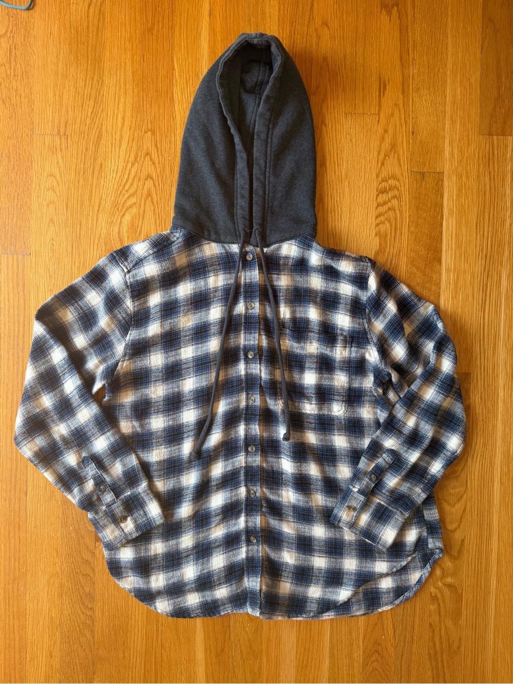 American Eagle Plaid Hooded Flannel Shirt - Size Small